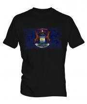 Michigan State Distressed Flag Mens T-Shirt