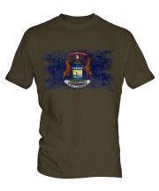 Michigan State Distressed Flag Mens T-Shirt