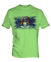 Michigan State Distressed Flag Mens T-Shirt