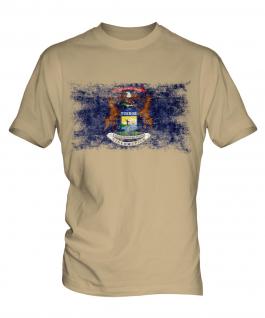 Michigan State Distressed Flag Mens T-Shirt