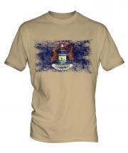 Michigan State Distressed Flag Mens T-Shirt