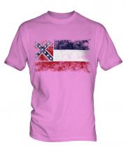 Mississippi State Distressed Flag Mens T-Shirt