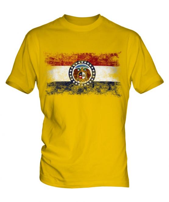 Missouri State Distressed Flag Mens T-Shirt