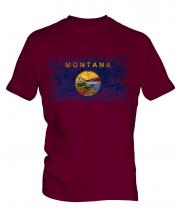 Montana State Distressed Flag Mens T-Shirt