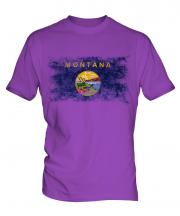 Montana State Distressed Flag Mens T-Shirt