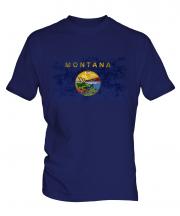 Montana State Distressed Flag Mens T-Shirt