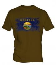 Montana State Distressed Flag Mens T-Shirt