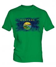 Montana State Distressed Flag Mens T-Shirt