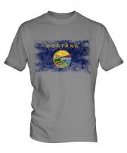 Montana State Distressed Flag Mens T-Shirt