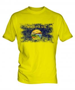 Montana State Distressed Flag Mens T-Shirt