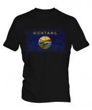 Montana State Distressed Flag Mens T-Shirt