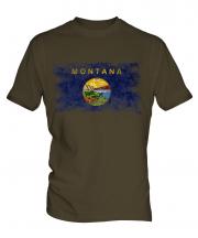 Montana State Distressed Flag Mens T-Shirt