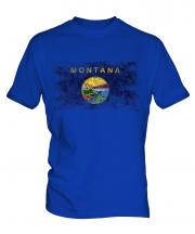Montana State Distressed Flag Mens T-Shirt
