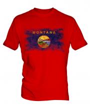 Montana State Distressed Flag Mens T-Shirt