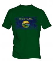 Montana State Distressed Flag Mens T-Shirt