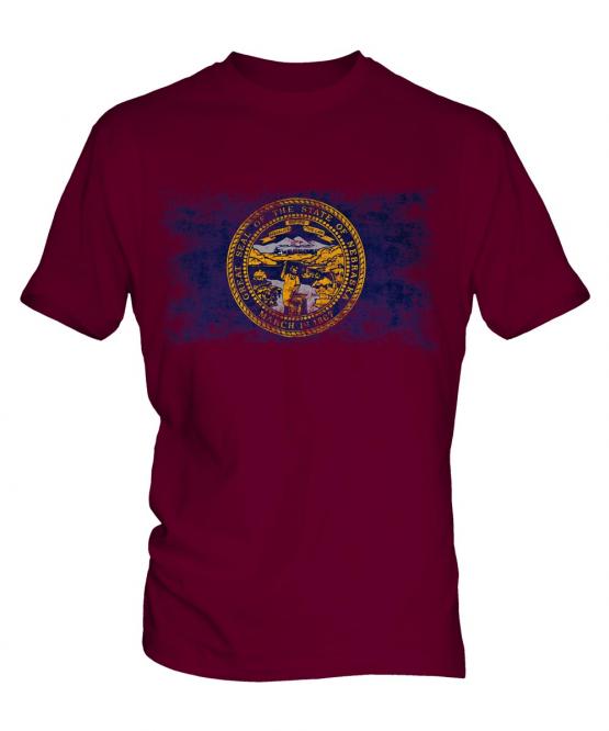 Nebraska State Distressed Flag Mens T-Shirt