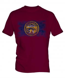 Nebraska State Distressed Flag Mens T-Shirt