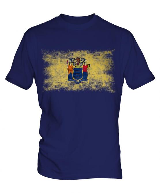 New Jersey State Distressed Flag Mens T-Shirt