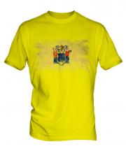 New Jersey State Distressed Flag Mens T-Shirt