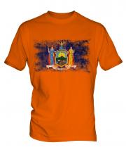 New York State Distressed Flag Mens T-Shirt