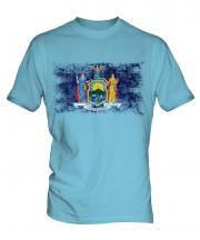New York State Distressed Flag Mens T-Shirt