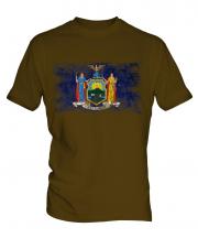 New York State Distressed Flag Mens T-Shirt