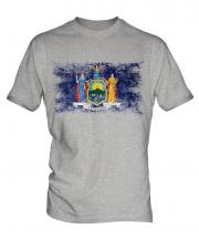 New York State Distressed Flag Mens T-Shirt