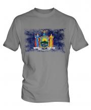 New York State Distressed Flag Mens T-Shirt