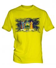 New York State Distressed Flag Mens T-Shirt