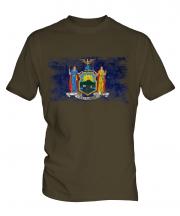 New York State Distressed Flag Mens T-Shirt