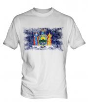 New York State Distressed Flag Mens T-Shirt