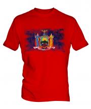 New York State Distressed Flag Mens T-Shirt