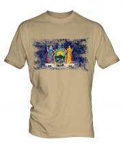 New York State Distressed Flag Mens T-Shirt