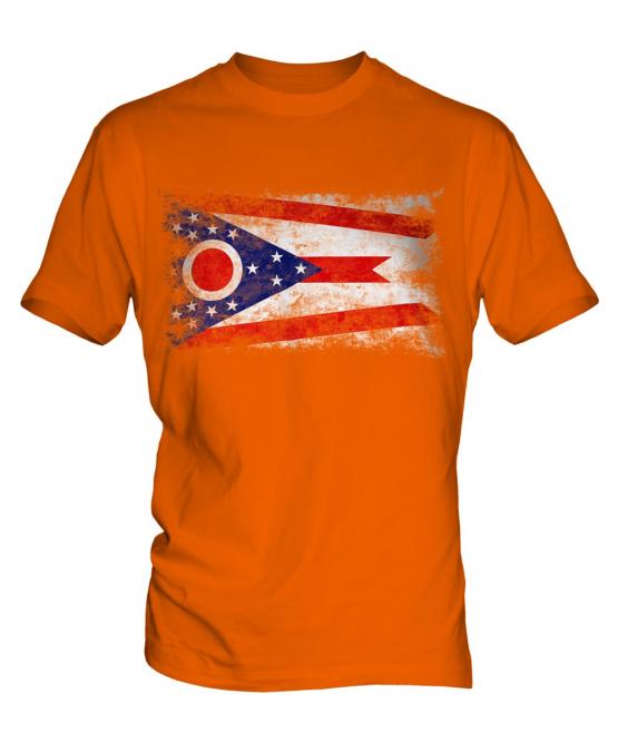 Ohio State Distressed Flag Mens T-Shirt