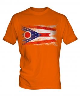 Ohio State Distressed Flag Mens T-Shirt