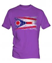 Ohio State Distressed Flag Mens T-Shirt