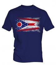 Ohio State Distressed Flag Mens T-Shirt