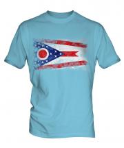 Ohio State Distressed Flag Mens T-Shirt