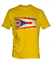 Ohio State Distressed Flag Mens T-Shirt