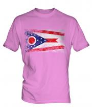 Ohio State Distressed Flag Mens T-Shirt