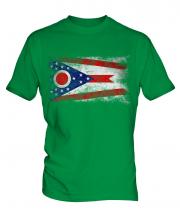 Ohio State Distressed Flag Mens T-Shirt