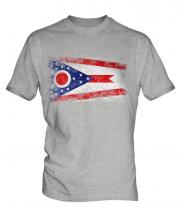 Ohio State Distressed Flag Mens T-Shirt