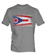 Ohio State Distressed Flag Mens T-Shirt