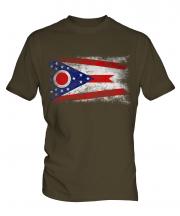 Ohio State Distressed Flag Mens T-Shirt
