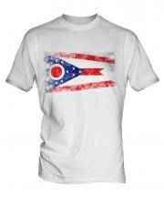Ohio State Distressed Flag Mens T-Shirt