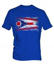 Ohio State Distressed Flag Mens T-Shirt