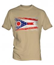 Ohio State Distressed Flag Mens T-Shirt