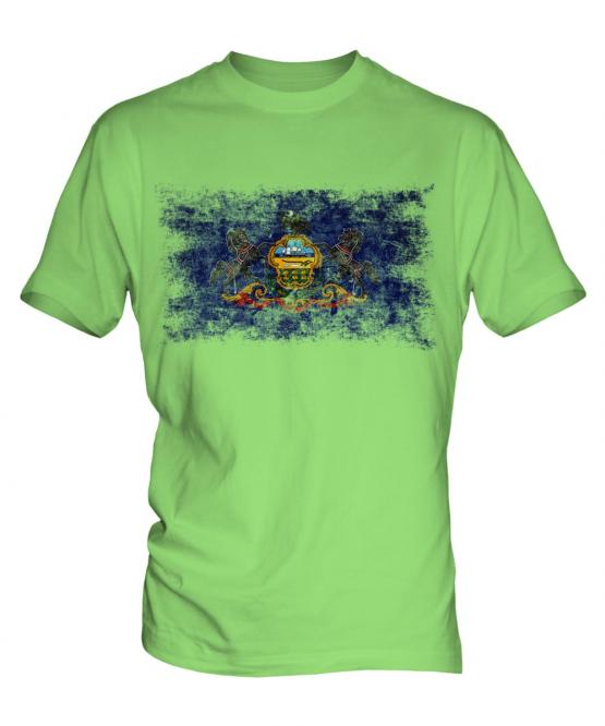 Pennsylvania State Distressed Flag Mens T-Shirt