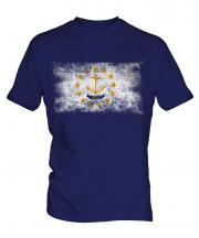 Rhode Island State Distressed Flag Mens T-Shirt