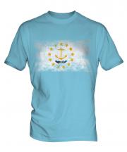 Rhode Island State Distressed Flag Mens T-Shirt